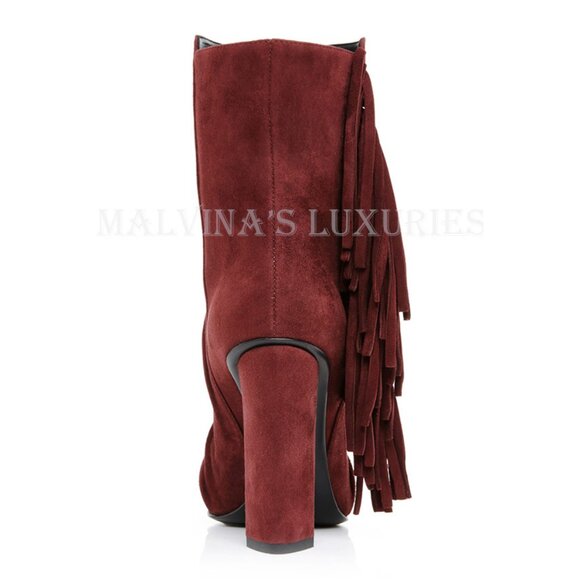 GIUSEPPE ZANOTTI BOOTS ALABAMA ANKLE BOOTIES FRINGE SUEDE LEATHER - Picture 11 of 11